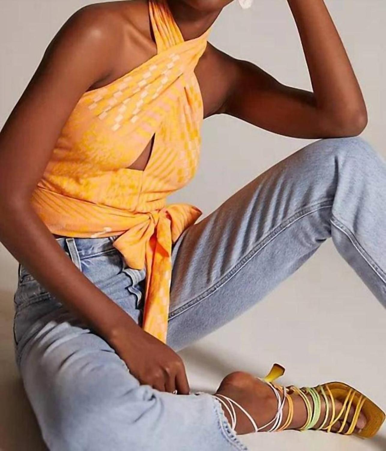 Halter Wrap Top In Citrus