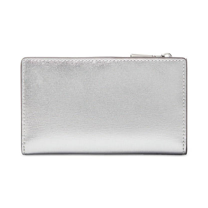 Shaken Not Stirred Embellished Metallic Saffiano Small Slim Bifold Wallet