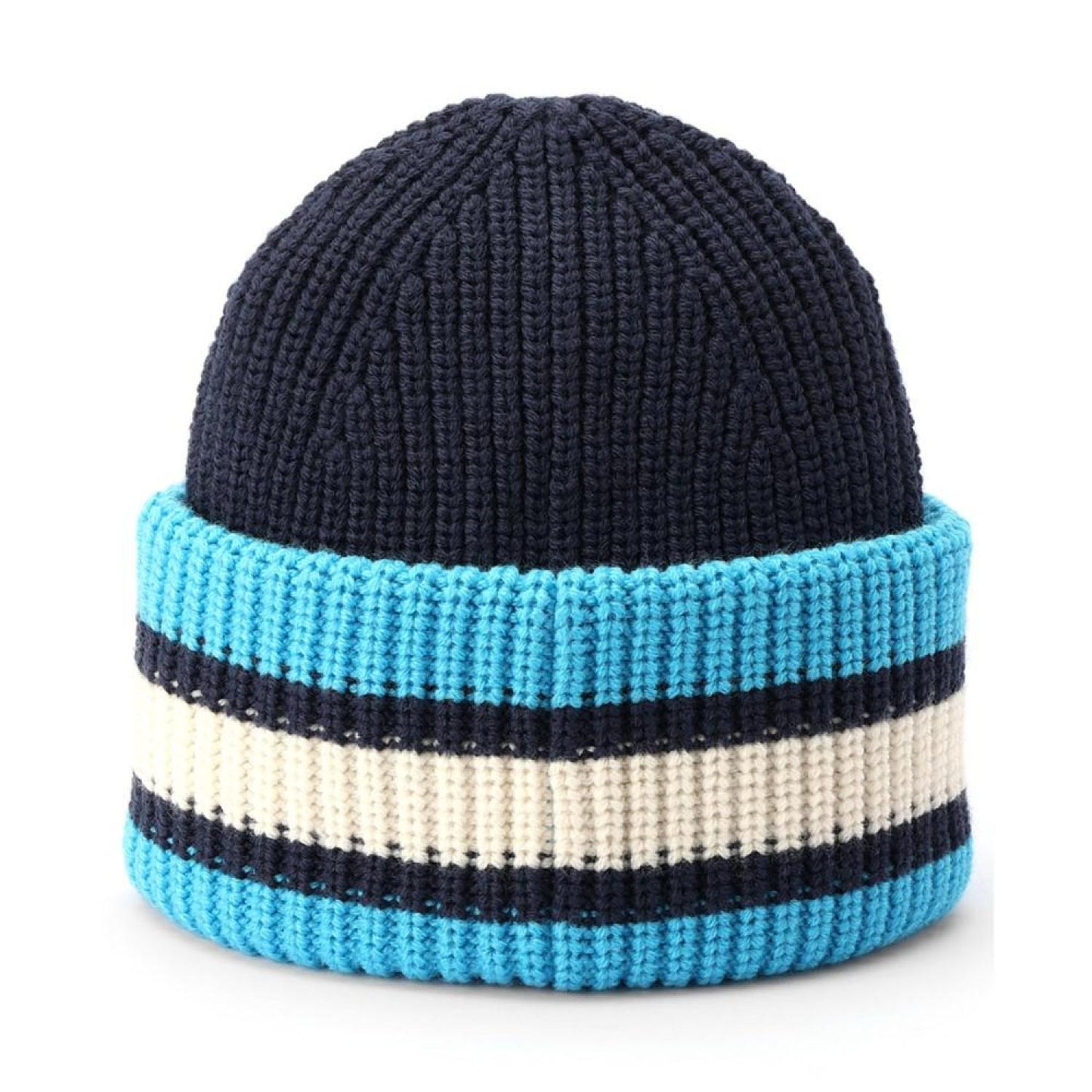 Women's Two-Tone Varsity Stripe Patch Beanie