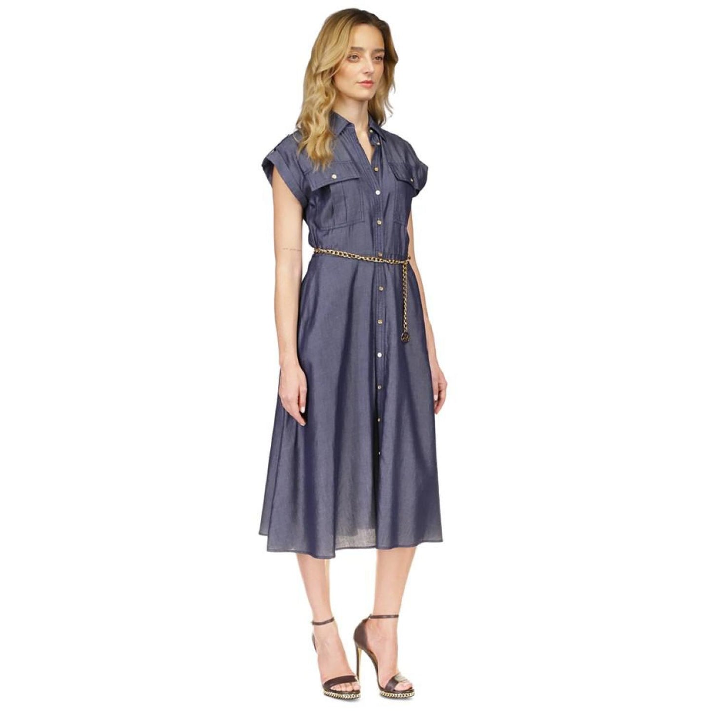 Women's Chain Belt Denim Shirtdress