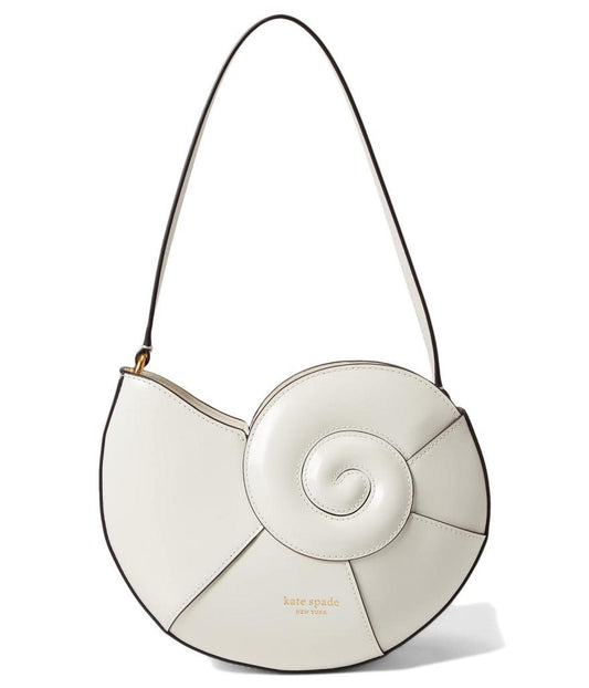 What The Shell Spazzolato Leather Nautilus Shell Shoulder Bag