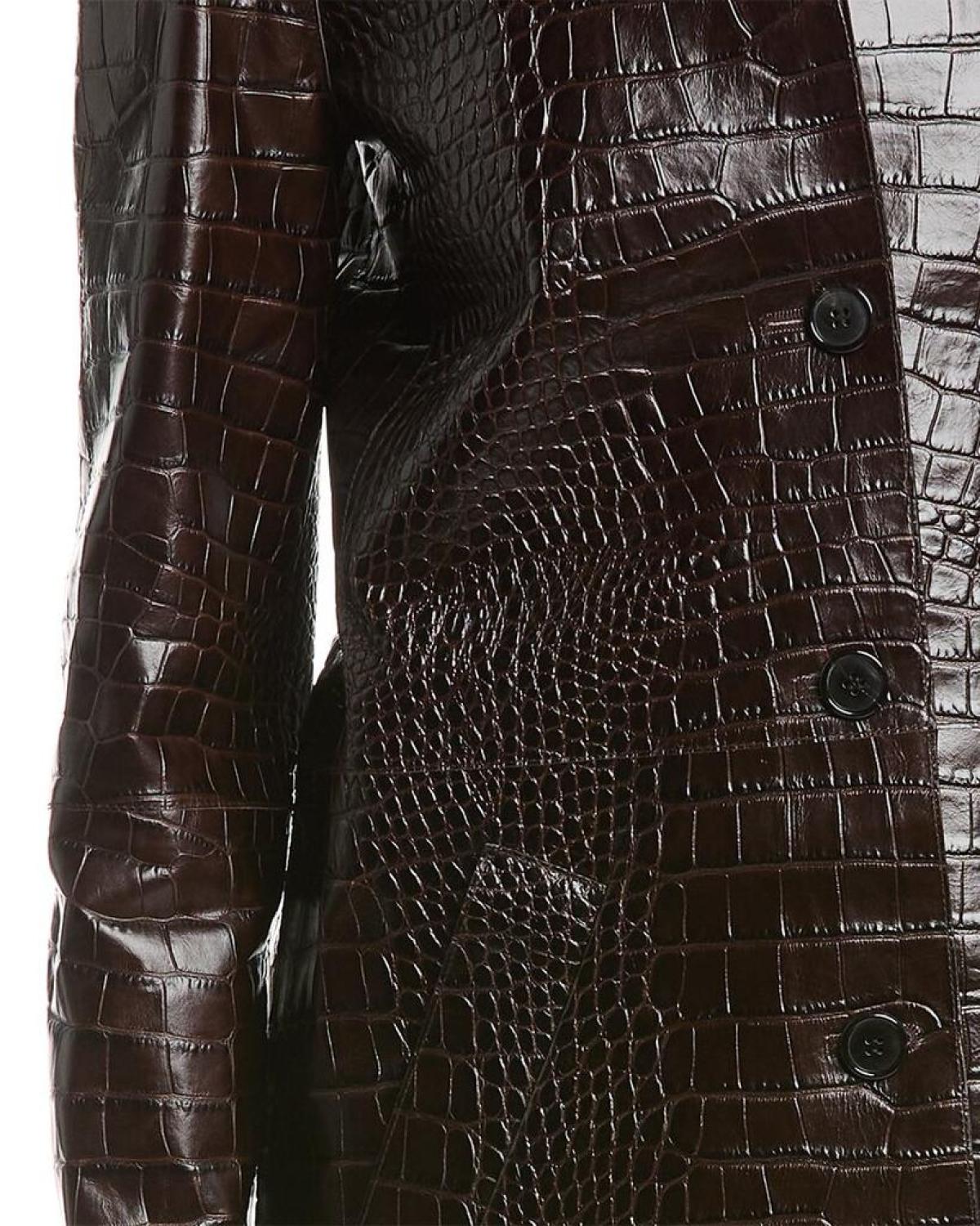 Michael Kors Collection Croc-Embossed Leather Coat