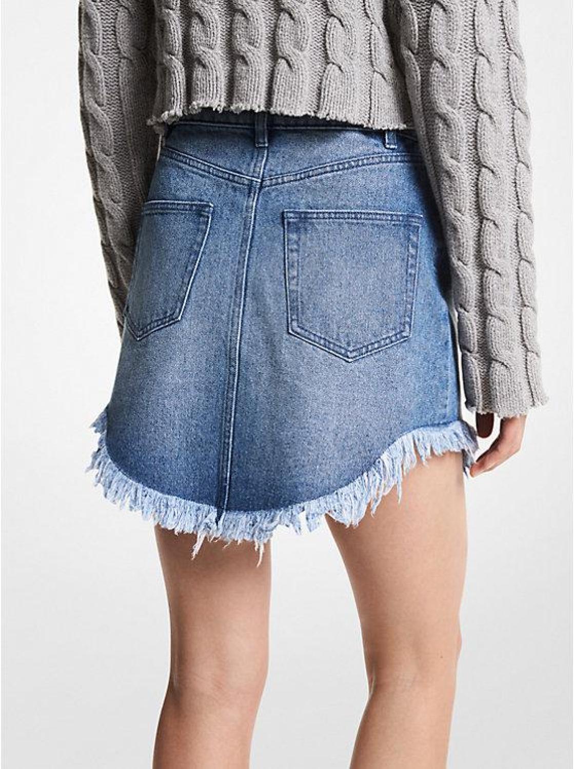 Frayed Hem Denim Skirt