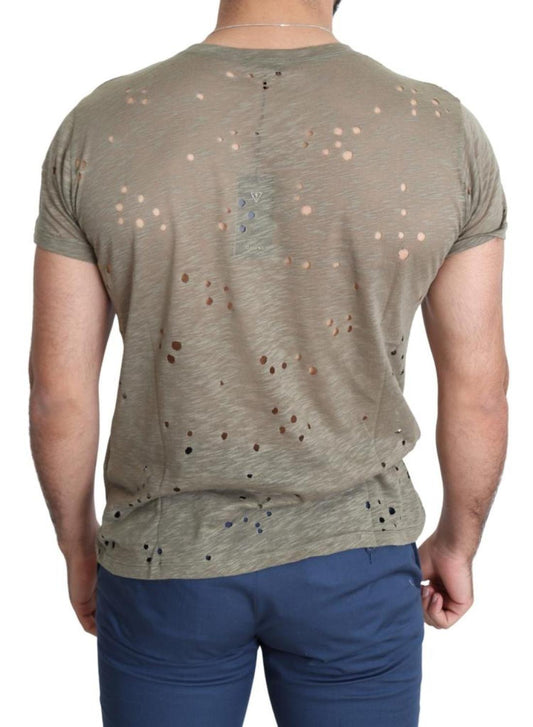 Guess  Cotton Stretch Logo Print Men Casual Perforated Men's T-shirt