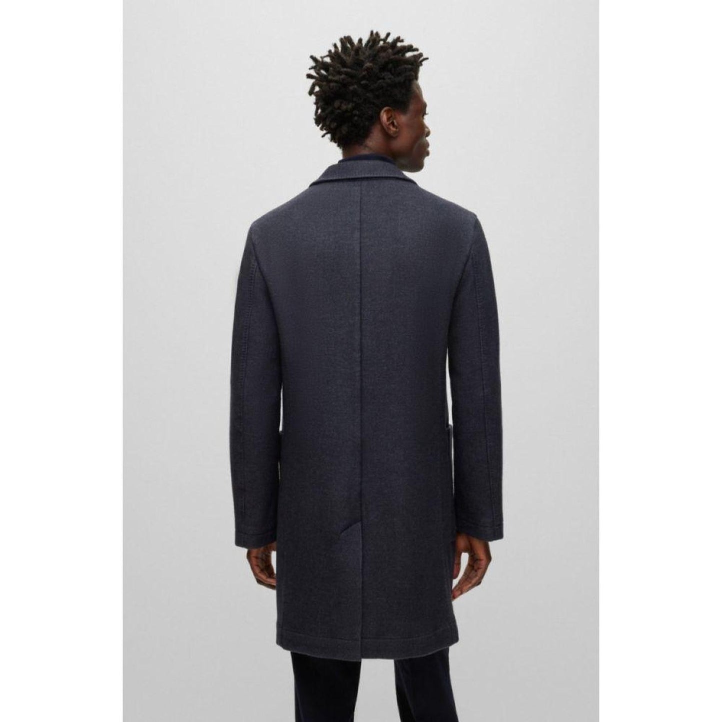 Slim-fit coat in a micro-patterned wool blend