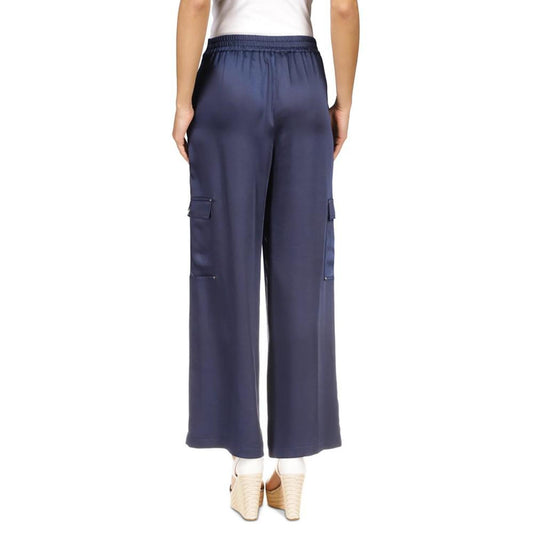 Women's Solid Satin Cargo Pants, Regular & Petite