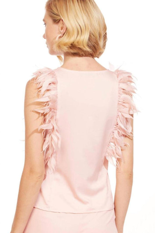 Feather Top In Pink