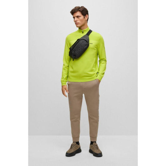 Branded zip-neck sweater in dry-flex fabric