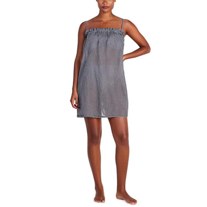 Women's Cotton Check-Print Cover-Up Mini Dress