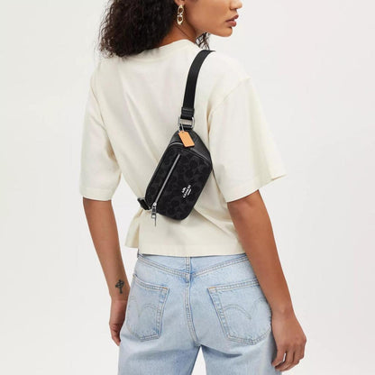 Coach Outlet Mini Belt Bag In Signature Denim