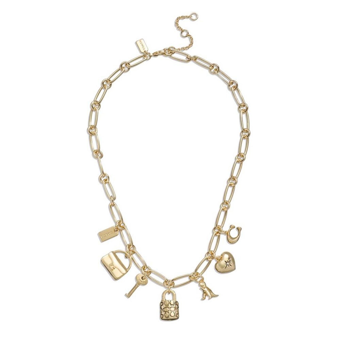 Faux Stone Iconic Charm Bib Sculpted C Motif Necklace