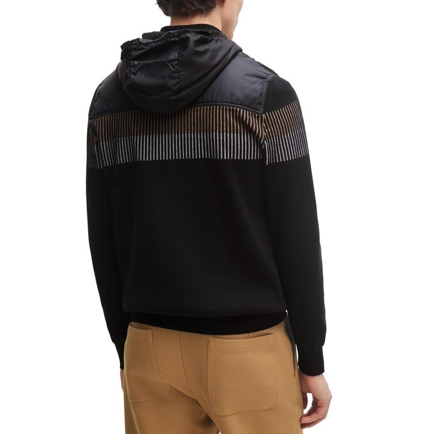 Men's Contrast Hood Knitted Jacket