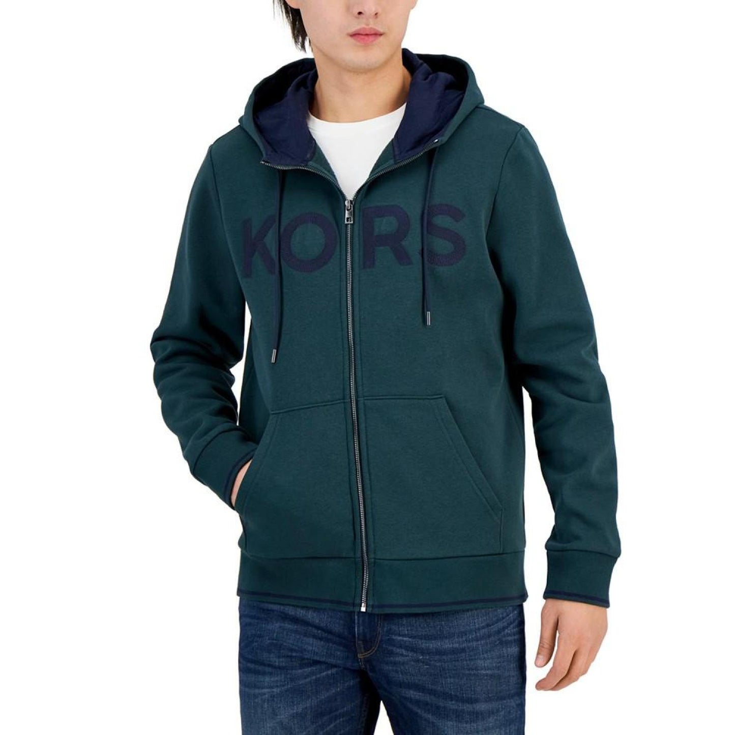 Men's Zip-Front Fleece Logo Hoodie