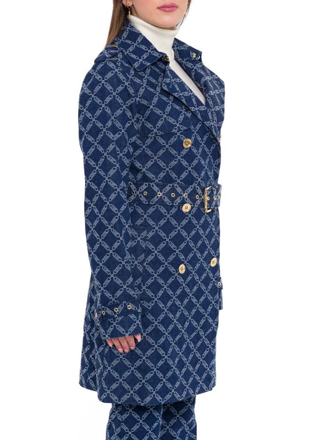 Michael Michael Kors Empire Logo Jacquard Denim Trench Coat