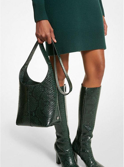 Dede Mini Python Embossed Leather Hobo Bag