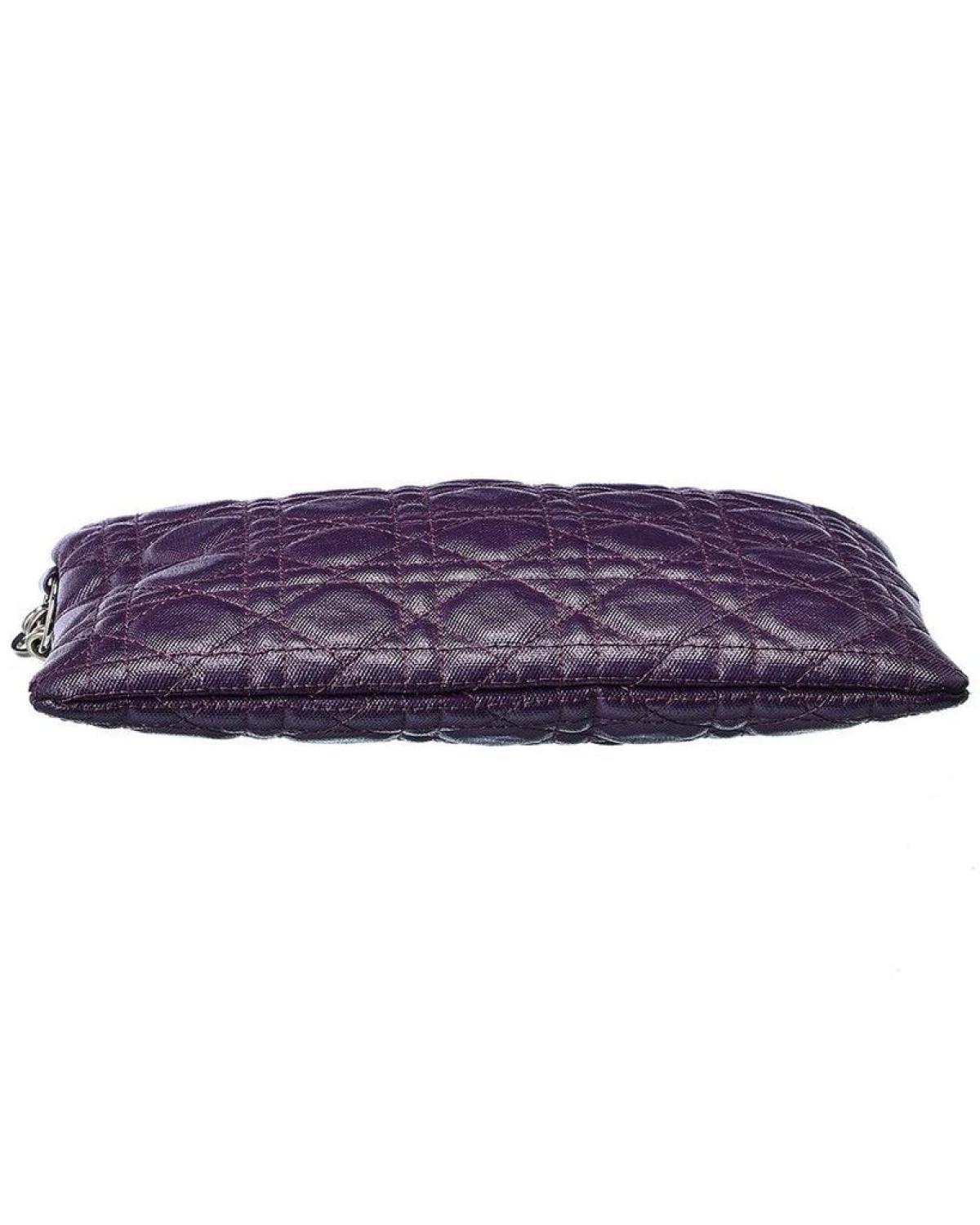 Dior Purple Cannage Leather Cannage Pouch (Authentic Pre-Owned)