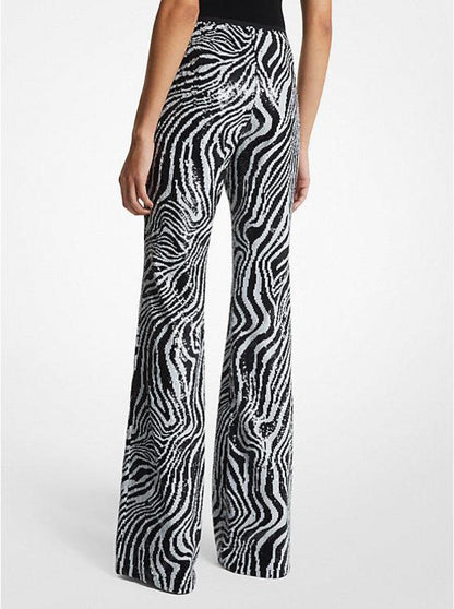 Zebra Sequined Tulle Pants