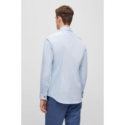 Slim-fit shirt in structured stretch cotton