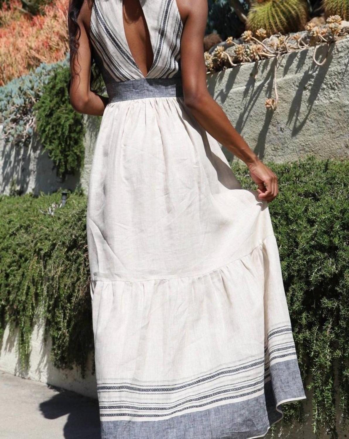 Lamar Maxi Dress In Provence Stripe