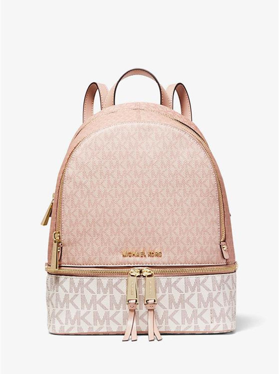 Rhea Medium Color-Block Logo Backpack