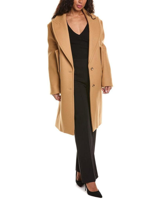 Michael Kors Collection Reefer Slit Sleeve Wool Coat