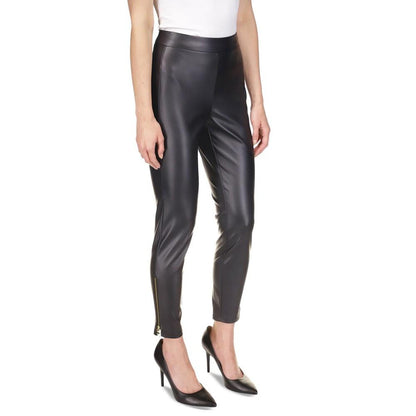 Women's Faux-Leather Zip-Ankle Leggings