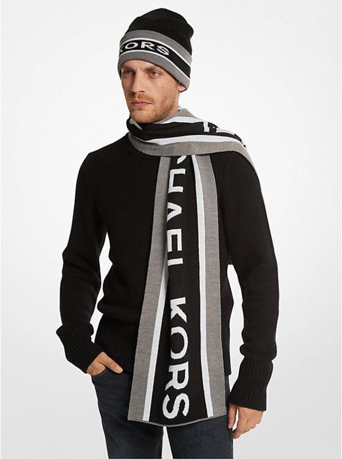 Logo Jacquard Beanie Hat and Scarf Set