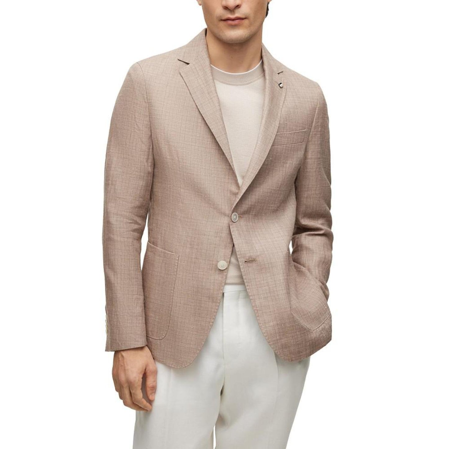 Men's Patterned Linen Slim-Fit Jacket