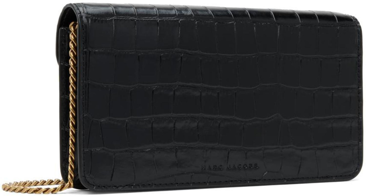 Black 'The Envelope Croc Chain' Bag