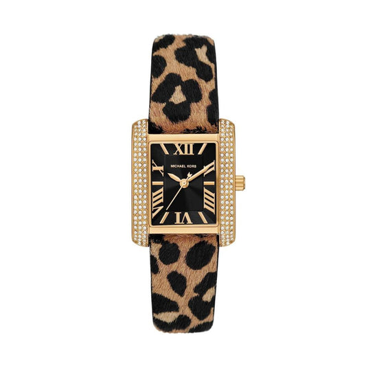 MK7387 - Emery Three-Hand Animal Print Leather Watch