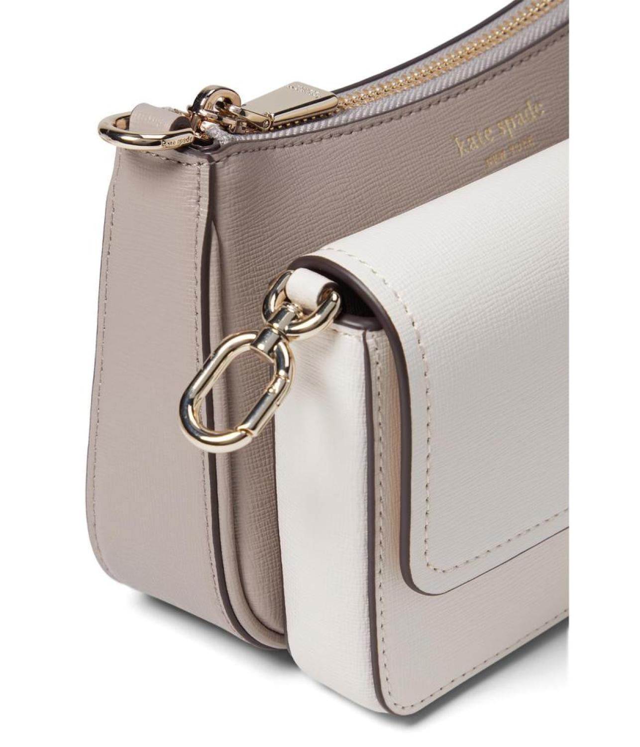 Double Up Colorblocked Saffiano Leather Double Up Crossbody