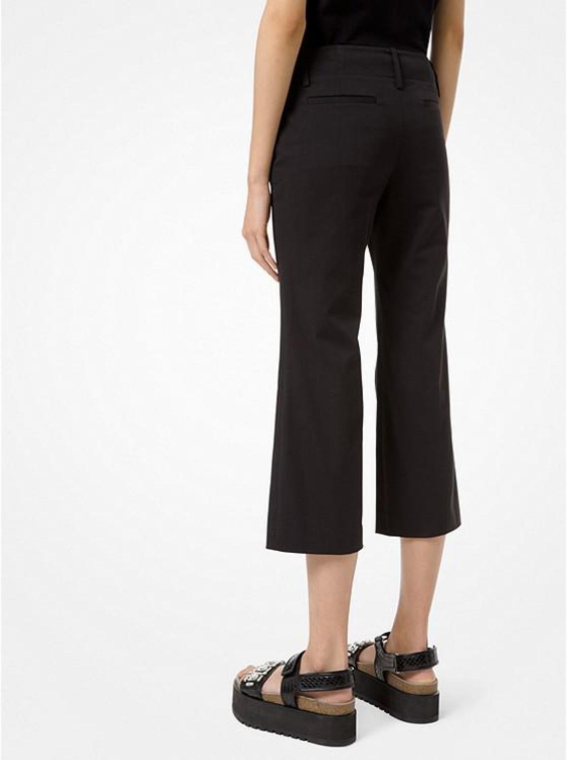 Cropped Cotton Stretch Trousers - Black - Ladies