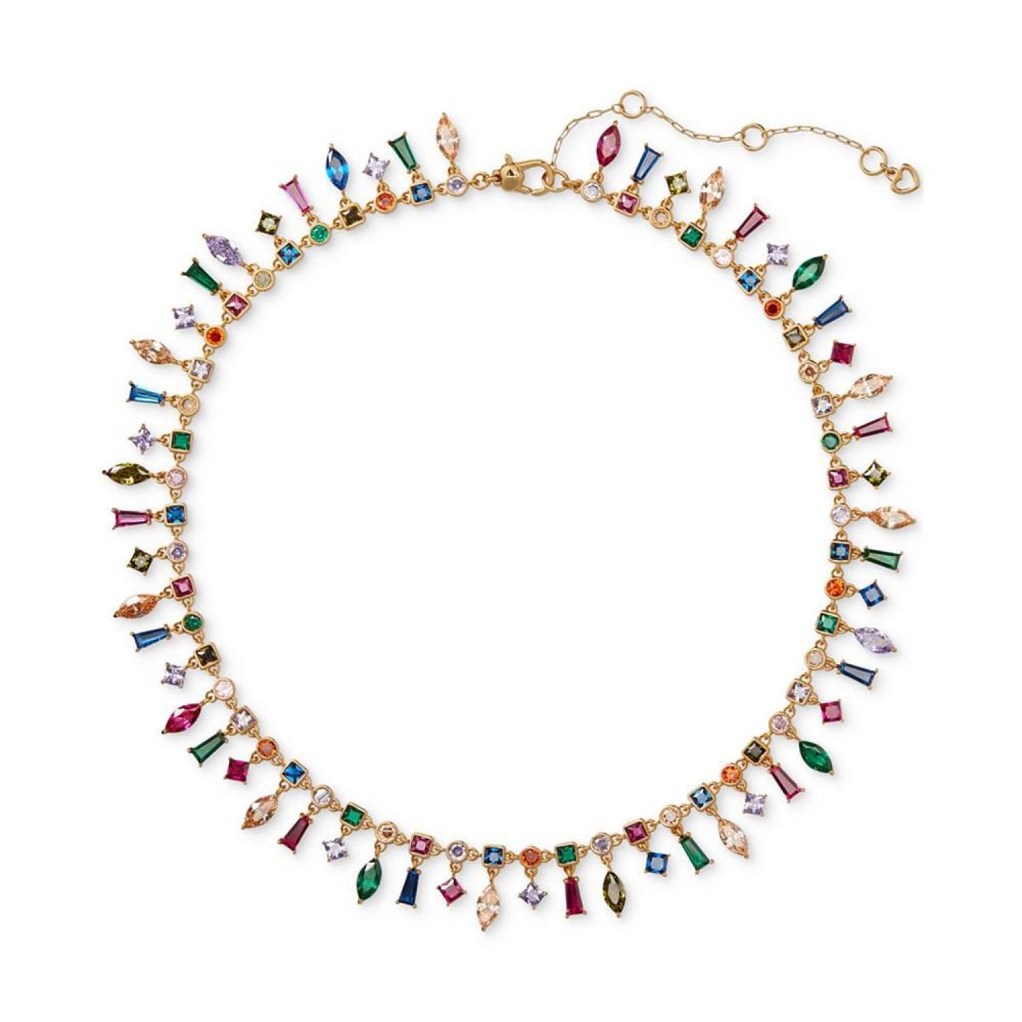 Gold-Tone Multicolor Mixed Crystal All-Around Choker Necklace, 14-1/2" + 3" extender