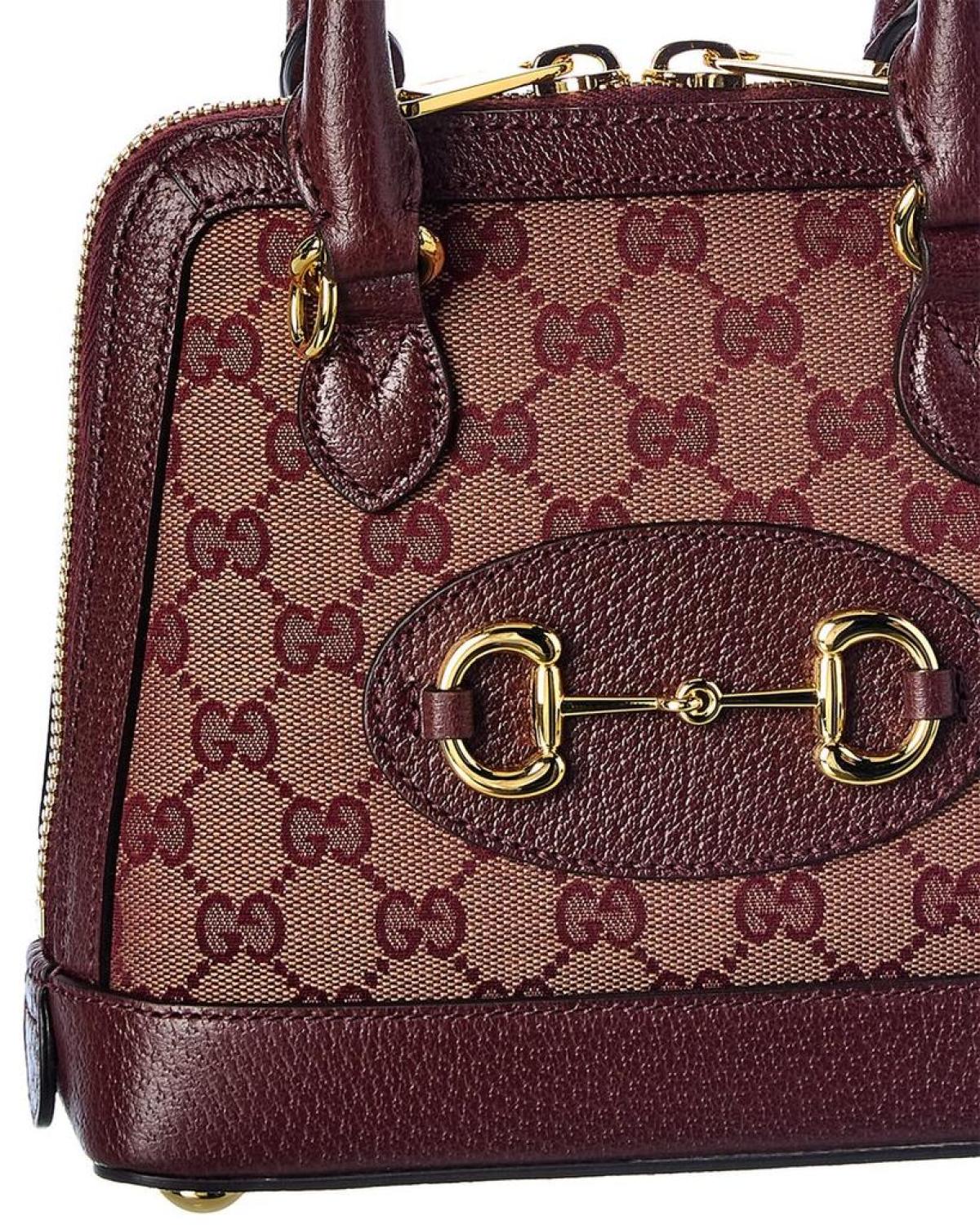 Gucci Horsebit 1955 GG Canvas & Leather Top Handle Shoulder Bag