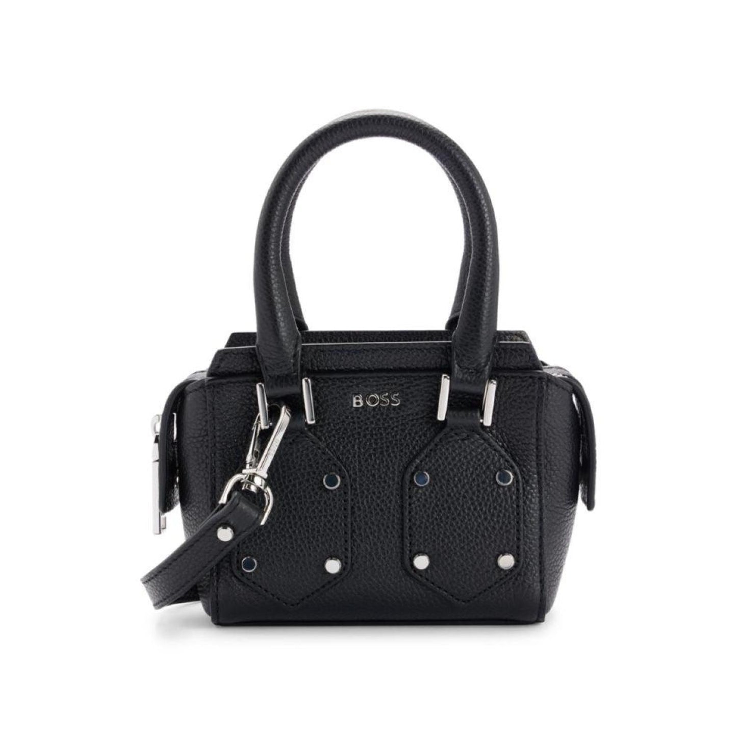 Grained-leather mini bag with branded hardware