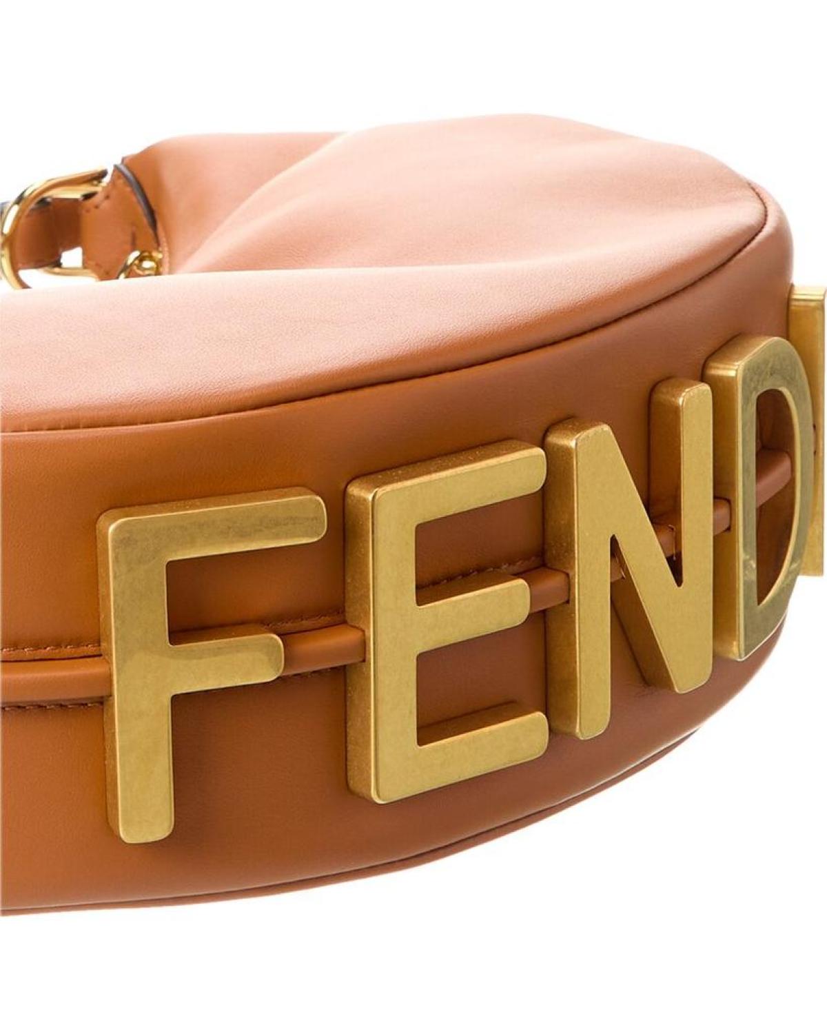 FENDI Fendigraphy Small Leather Hobo Bag