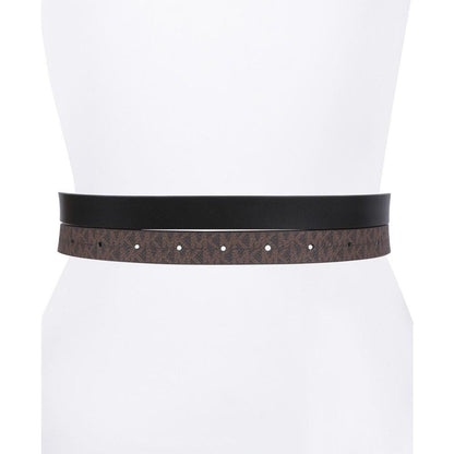 2-Pk. Smooth Leather & Logo-Print Belts