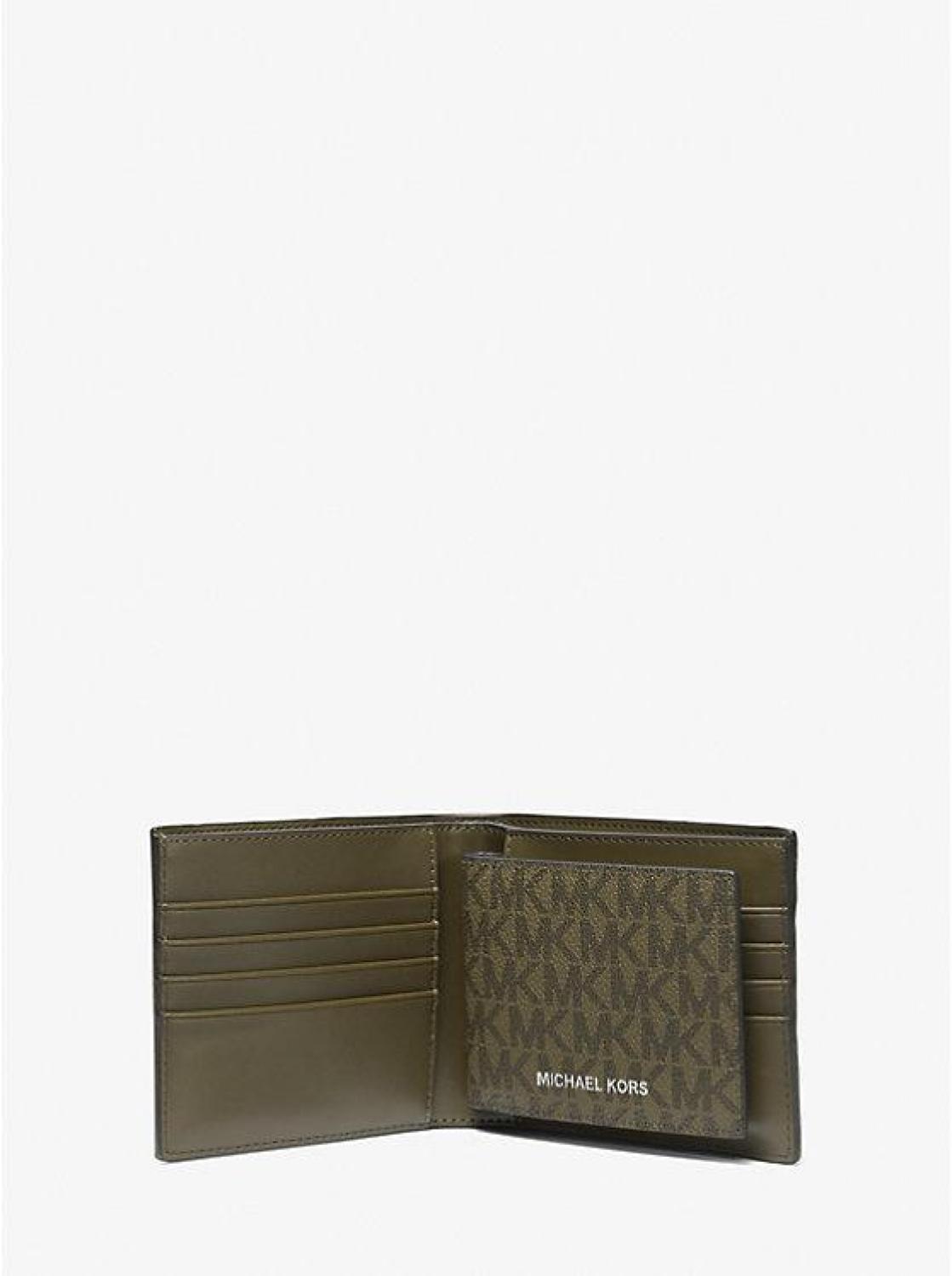 Signature Logo and Stripe Wallet With Passcase Gift Set