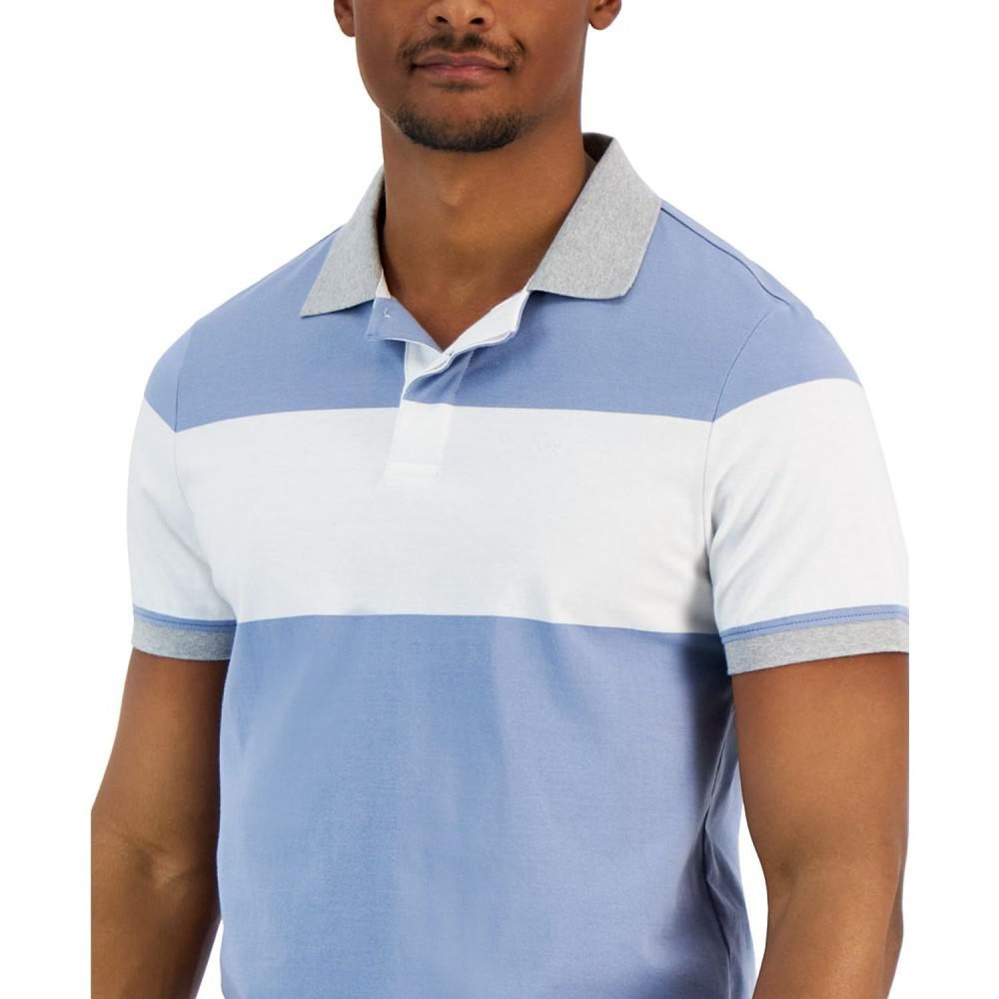 Men's Modern-Fit Rugby Wide Stripe Polo Shirt
