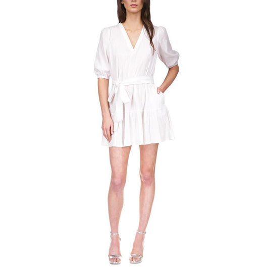 Women's V-Neck Monotone Pinstripe Mini Dress