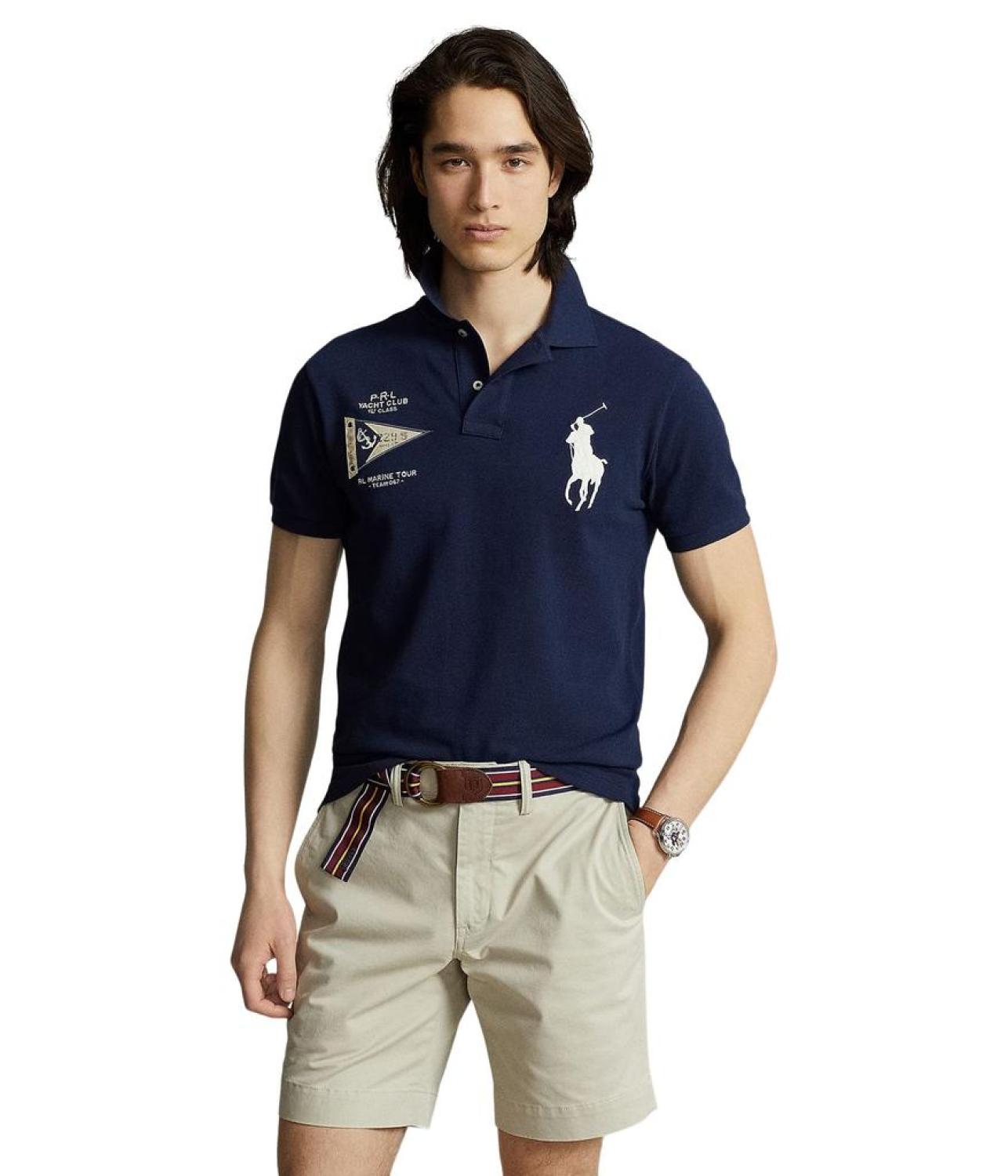 Custom Slim Fit Big Pony Mesh Polo Shirt