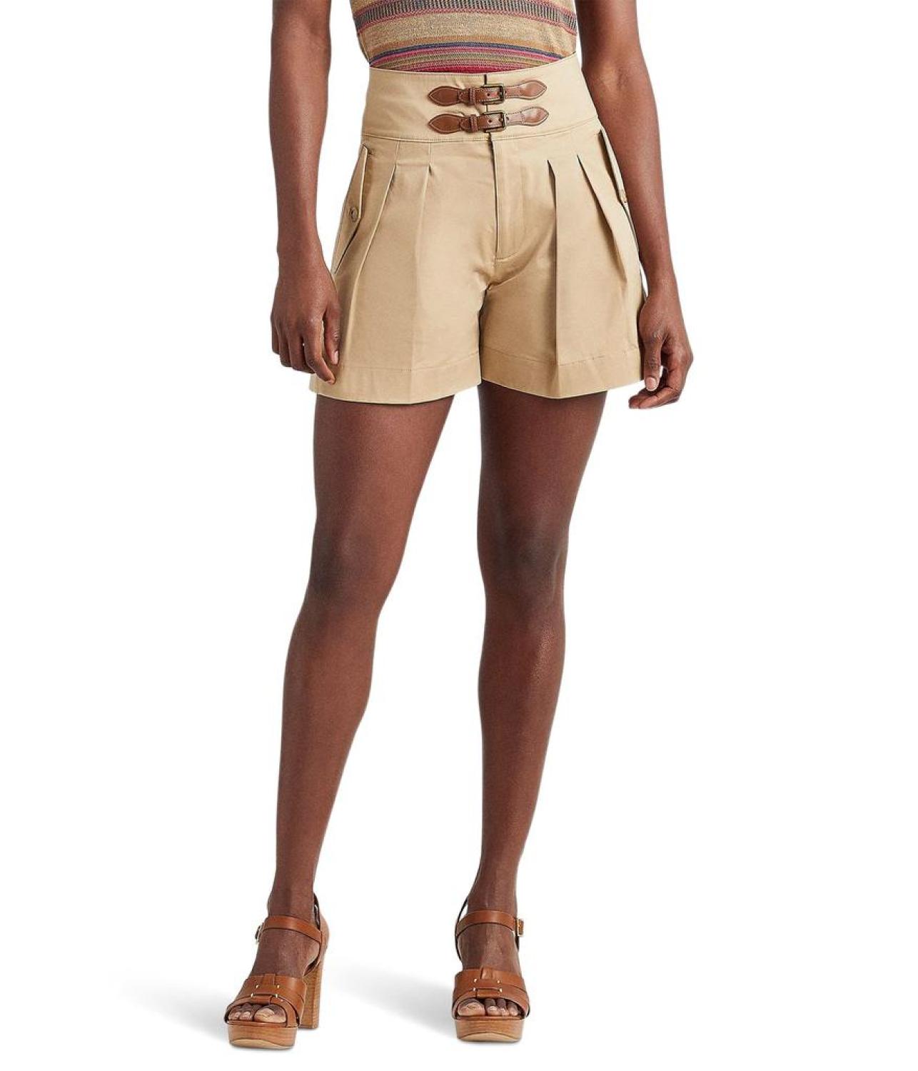 Buckle-Trim Sateen Shorts