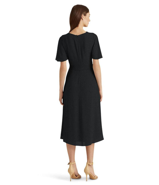 Georgette Flutter-Sleeve Dress