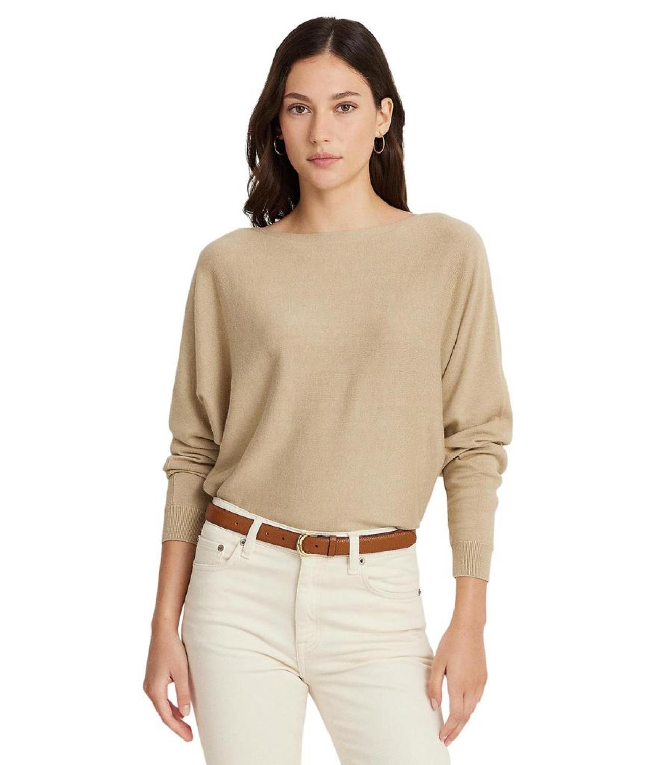 Cotton-Blend Dolman-Sleeve Sweater