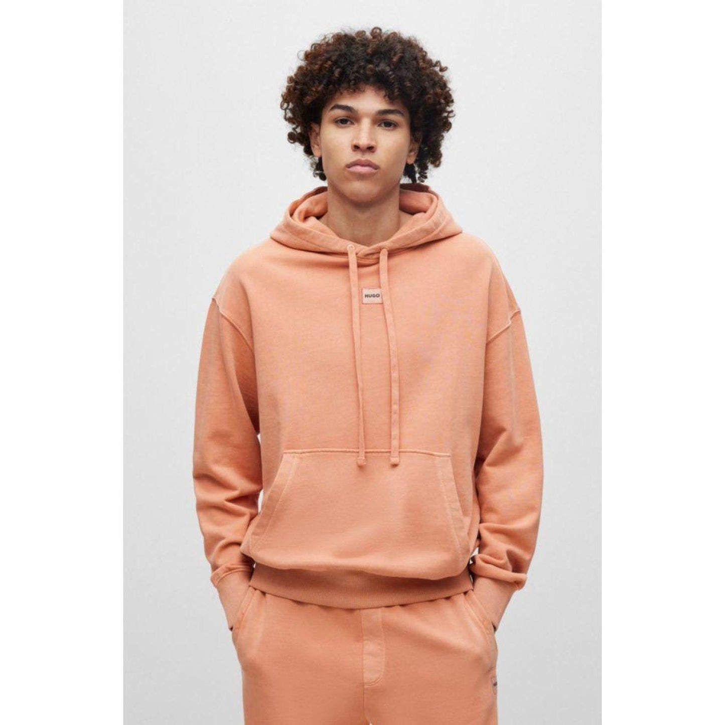 Cotton-terry relaxed-fit hoodie with logo patch