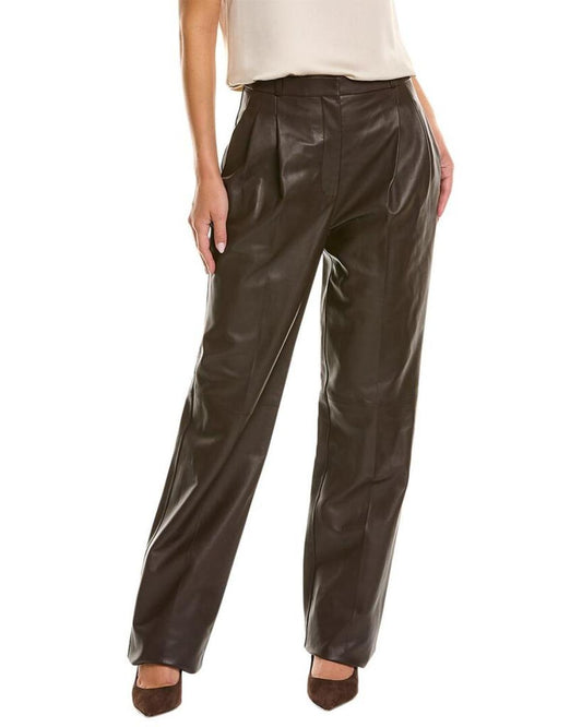 Michael Kors Collection Mika Leather Pleated Pant