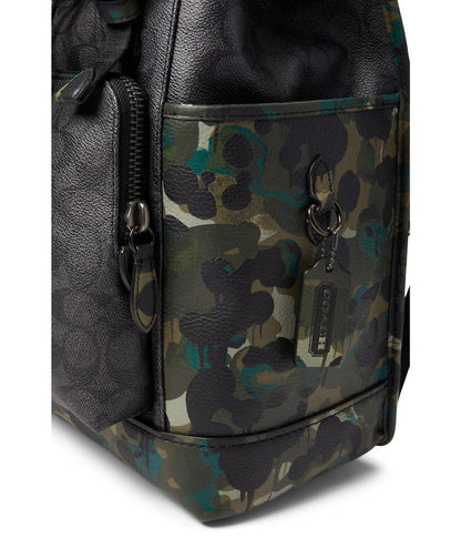 League Flap Backpack in Signature with Camo Print Leather