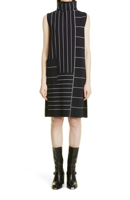 Serio Knit Stripe Dress In Navy/white