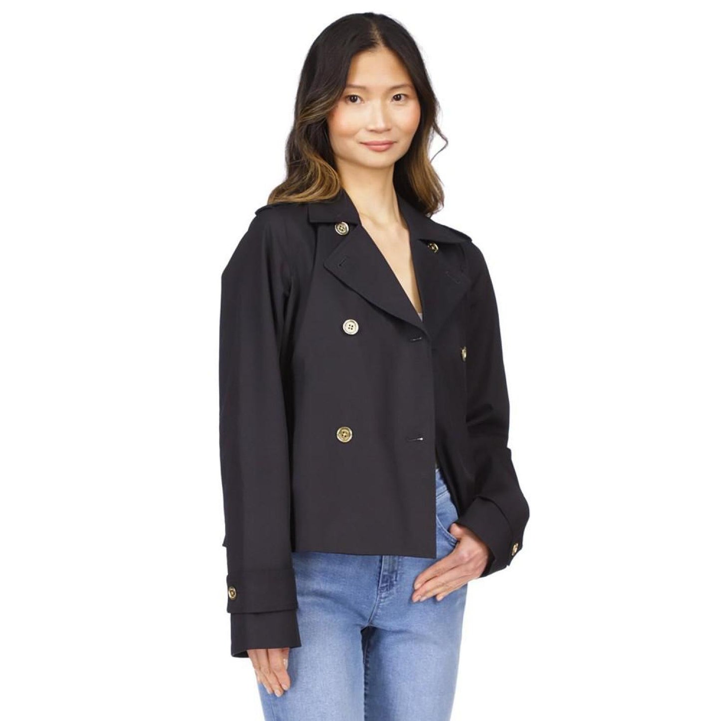 Women's Cotton Twill Cropped Peacoat, Regular & Petite