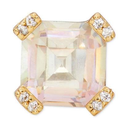 Pavé & Square Cubic Zirconia Stud Earrings